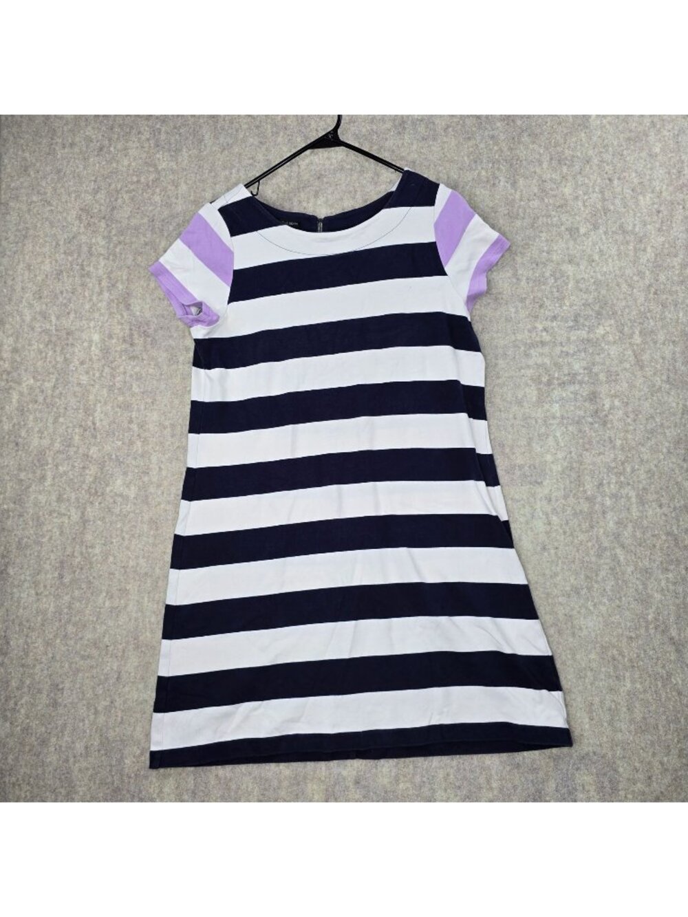 Talbots Womens Striped A-Line Dress With Purple Accents Size L